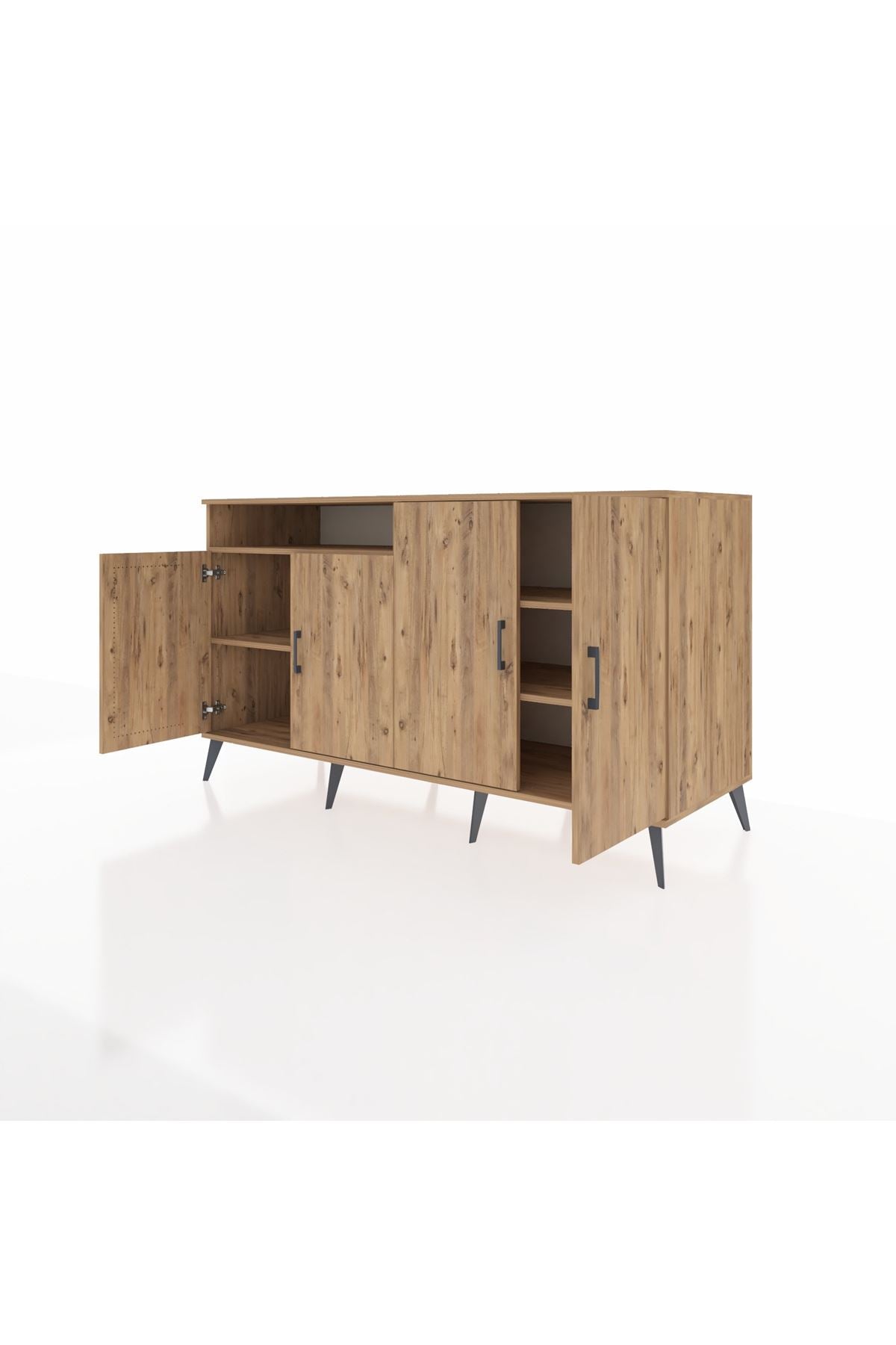 Kronos Konsol 4 Raflı 4 Kapaklı 176x59x99 Çam-Çam