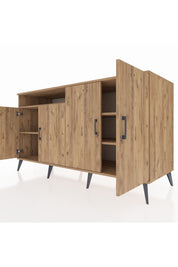 Kronos Konsol 4 Raflı 4 Kapaklı 176x59x99 Çam-Çam