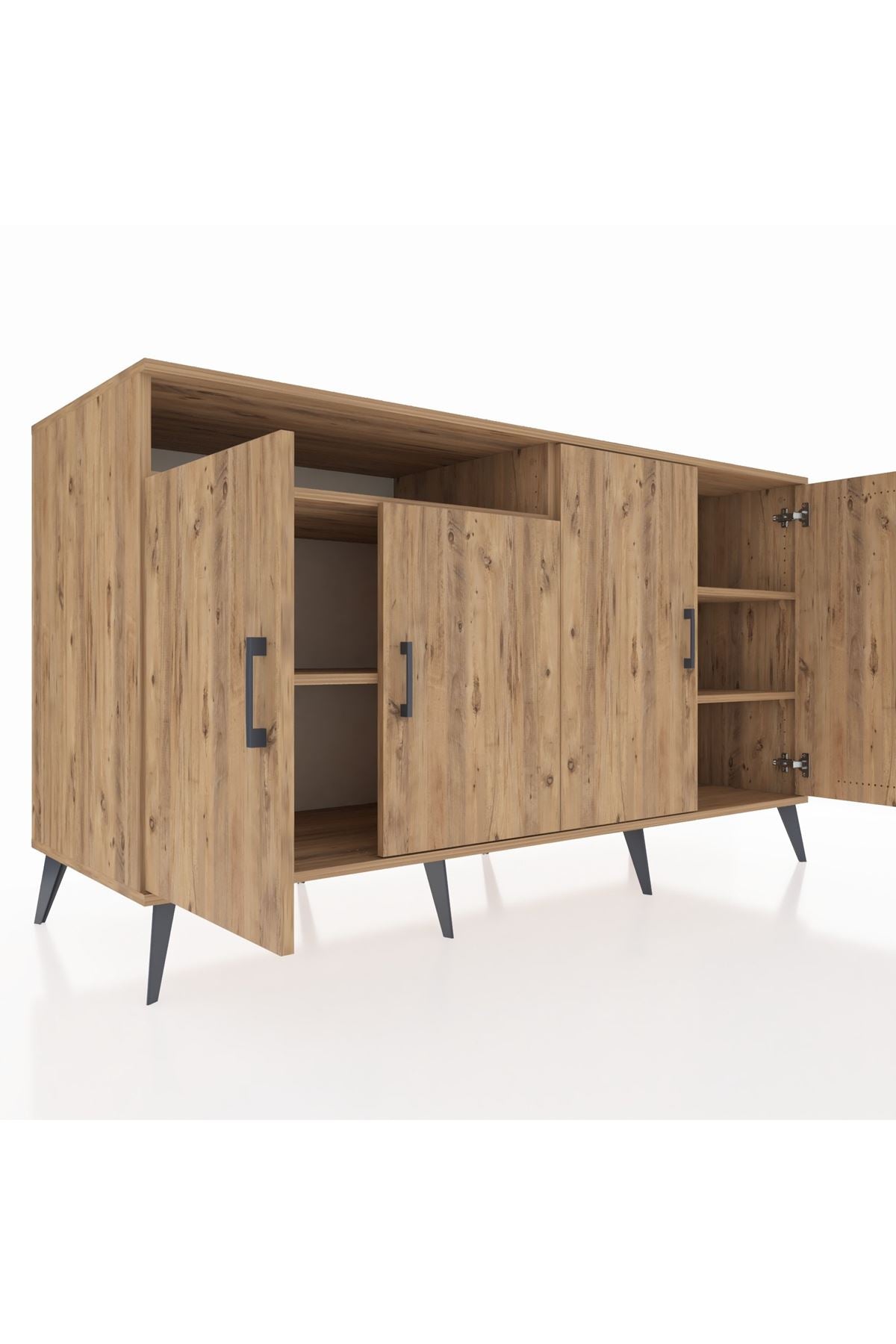 Kronos Konsol 4 Raflı 4 Kapaklı 176x59x99 Çam-Çam