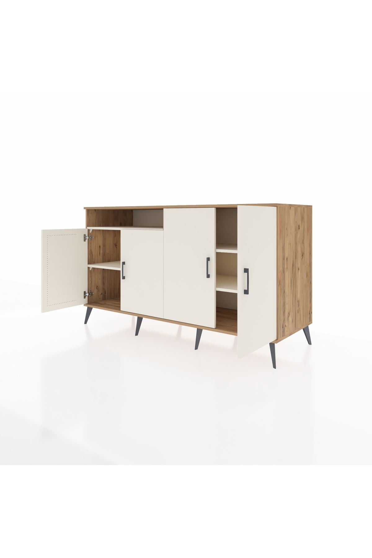 Kronos Konsol 4 Raflı 4 Kapaklı 176x59x99 Çam-Aytaşı