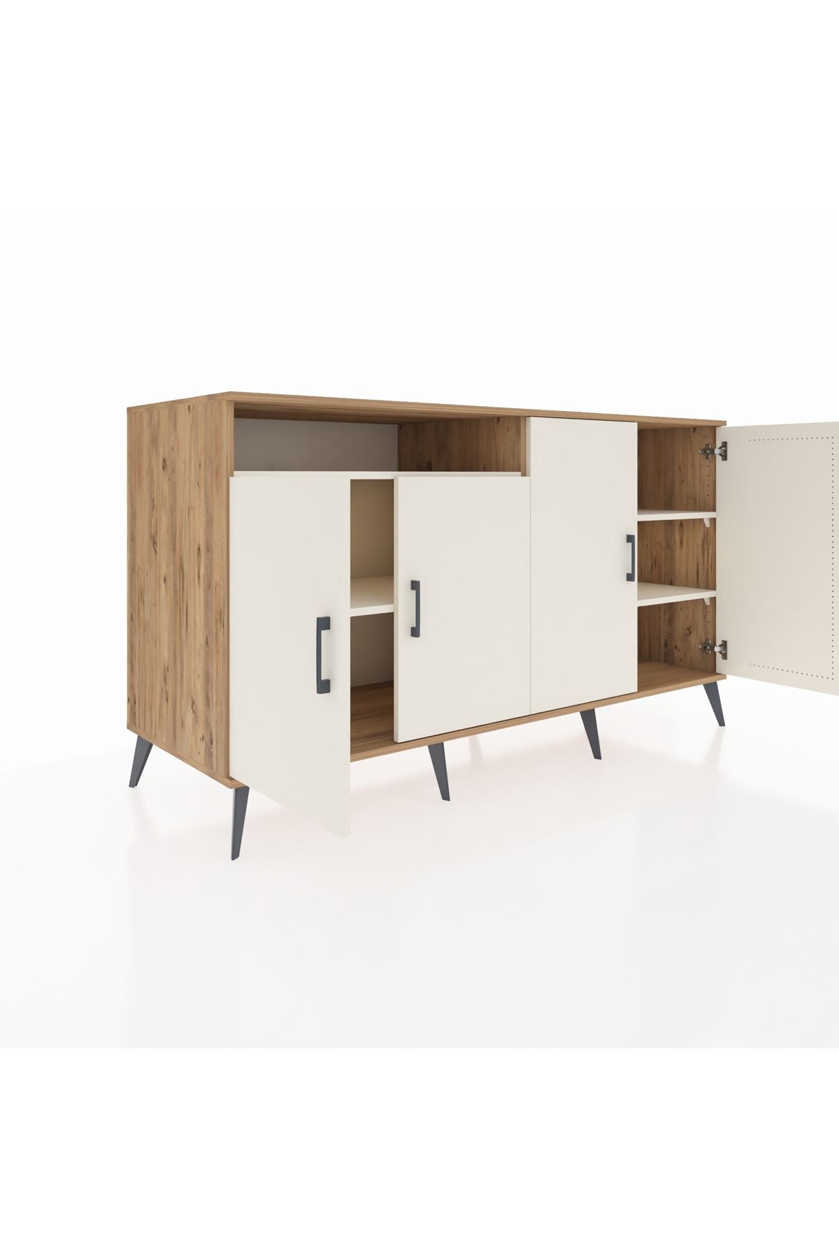 Kronos Konsol 4 Raflı 4 Kapaklı 176x59x99 Çam-Aytaşı