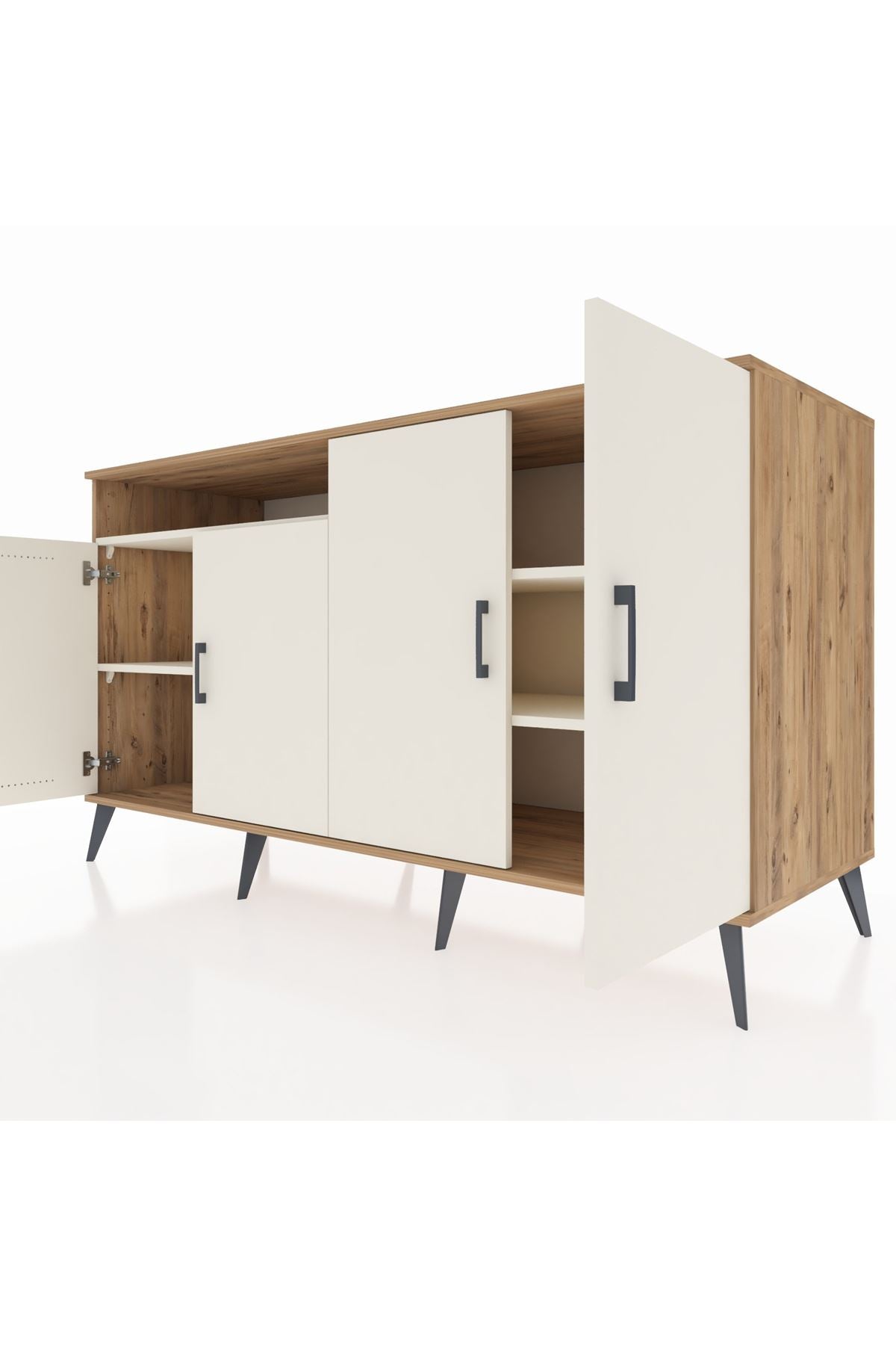 Kronos Konsol 4 Raflı 4 Kapaklı 176x59x99 Çam-Aytaşı