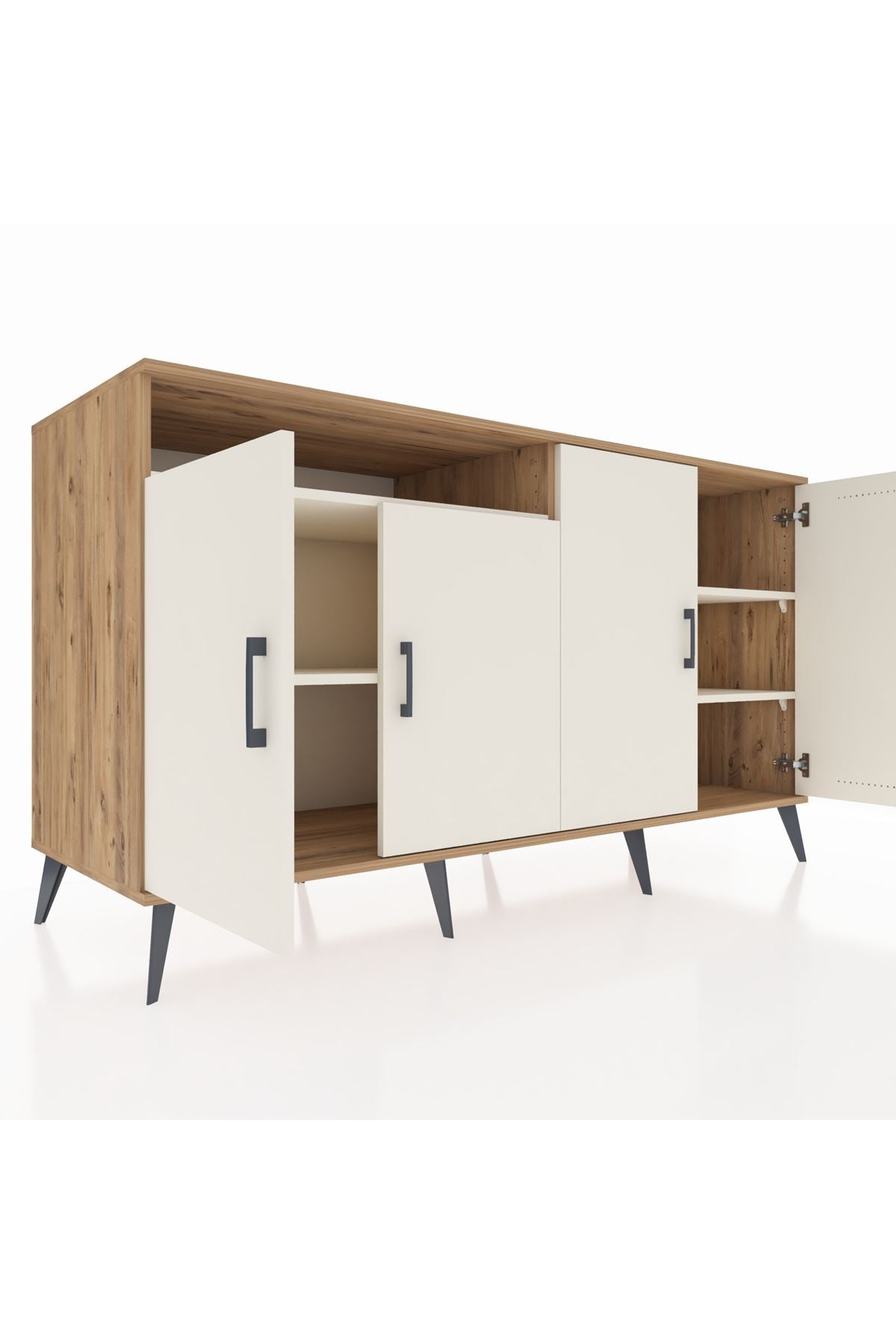 Kronos Konsol 4 Raflı 4 Kapaklı 176x59x99 Çam-Aytaşı