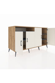 Kronos Konsol 4 Raflı 4 Kapaklı 176x59x99 Çam-Aytaşı/Antrasit