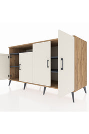 Kronos Konsol 4 Raflı 4 Kapaklı 176x59x99 Çam-Aytaşı/Antrasit