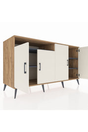 Kronos Konsol 4 Raflı 4 Kapaklı 176x59x99 Çam-Aytaşı/Antrasit