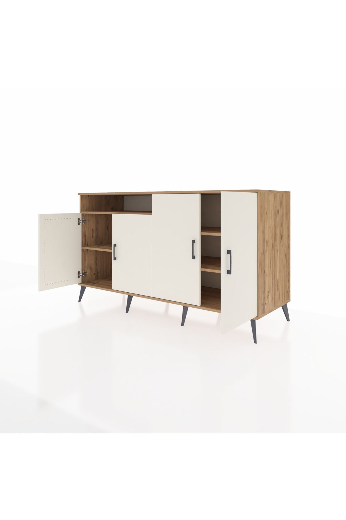 Kronos Konsol 4 Raflı 4 Kapaklı 176x59x99 Çam-Aytaşı/Çam