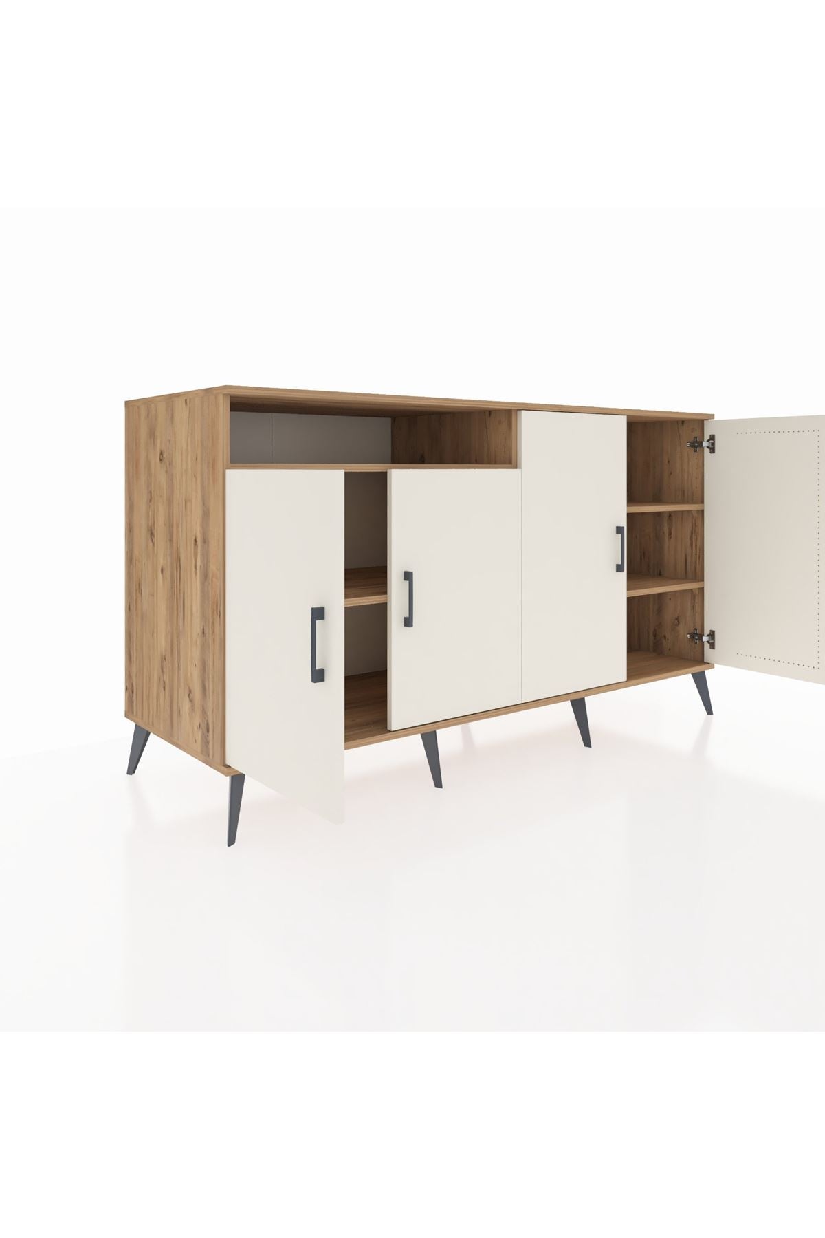 Kronos Konsol 4 Raflı 4 Kapaklı 176x59x99 Çam-Aytaşı/Çam