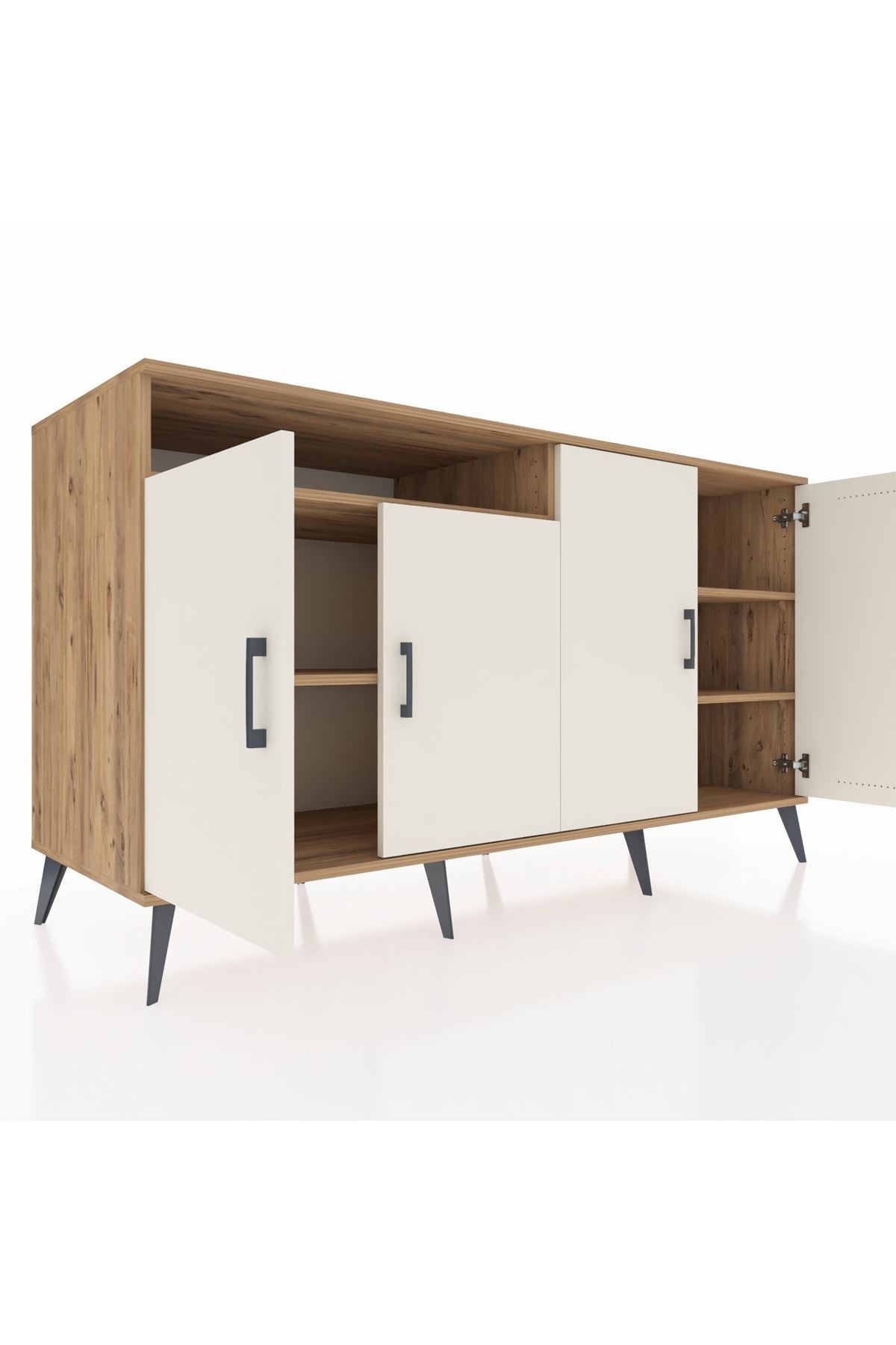 Kronos Konsol 4 Raflı 4 Kapaklı 176x59x99 Çam-Aytaşı/Çam