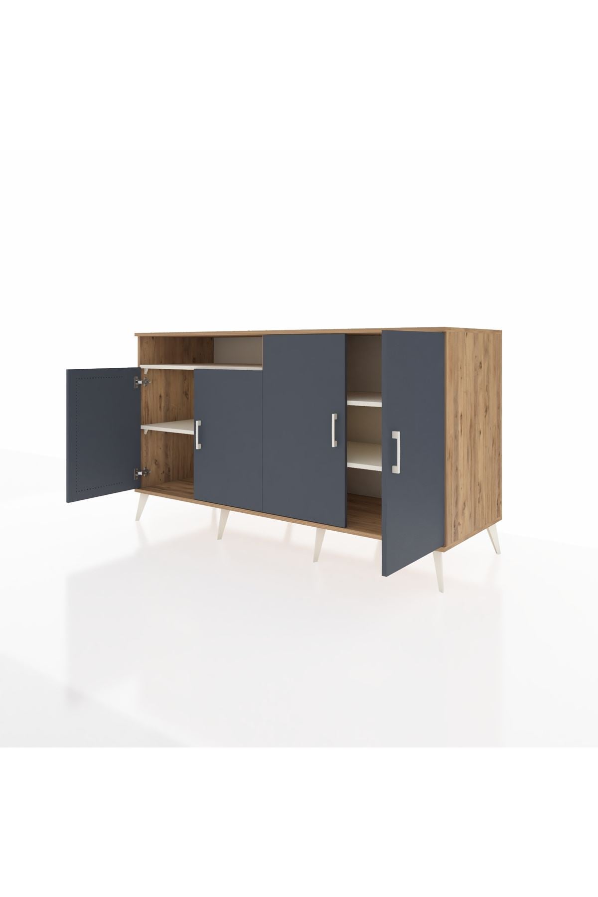 Kronos Konsol 4 Raflı 4 Kapaklı 176x59x99 Çam-Antrasit/Aytaşı