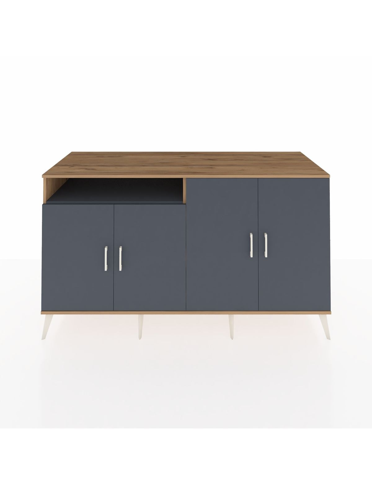 Kronos Konsol 4 Raflı 4 Kapaklı 176x59x99 Çam-Antrasit