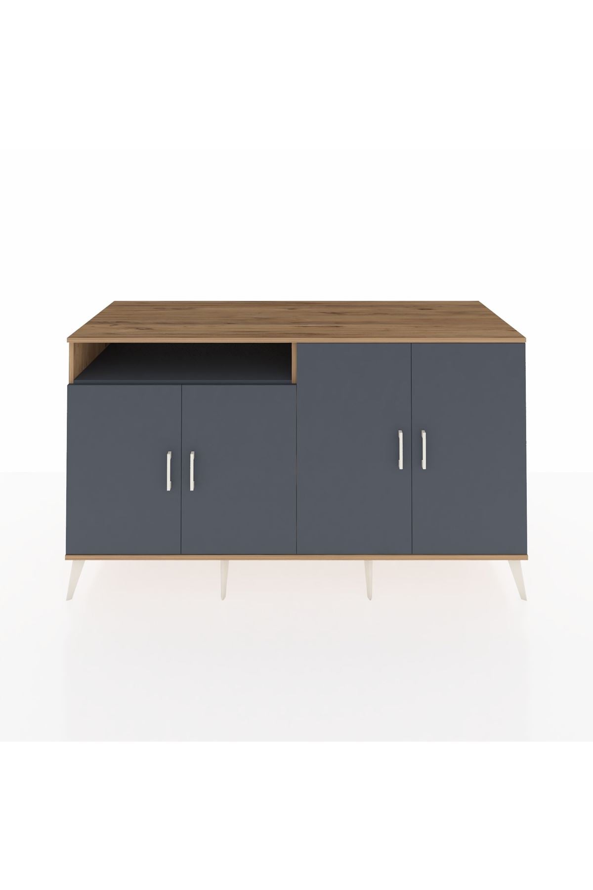 Kronos Konsol 4 Raflı 4 Kapaklı 176x59x99 Çam-Antrasit