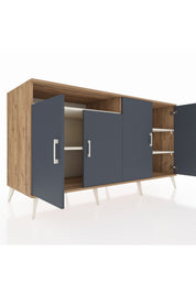 Kronos Konsol 4 Raflı 4 Kapaklı 176x59x99 Çam-Antrasit/Aytaşı