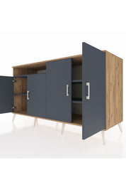 Kronos Konsol 4 Raflı 4 Kapaklı 176x59x99 Çam-Antrasit