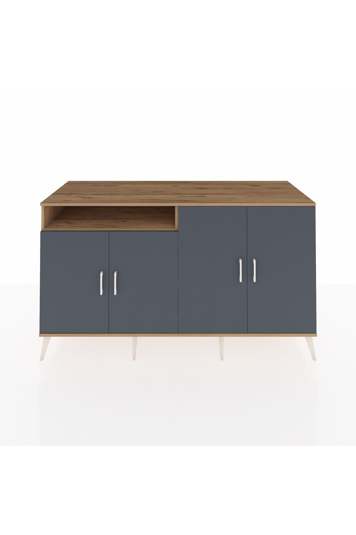 Kronos Konsol 4 Raflı 4 Kapaklı 176x59x99 Çam-Antrasit/Çam