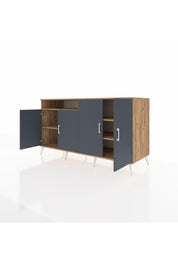 Kronos Konsol 4 Raflı 4 Kapaklı 176x59x99 Çam-Antrasit/Çam