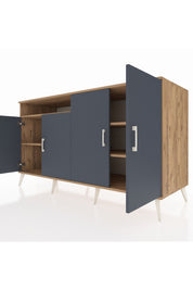 Kronos Konsol 4 Raflı 4 Kapaklı 176x59x99 Çam-Antrasit/Çam