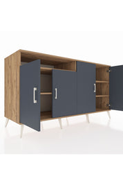 Kronos Konsol 4 Raflı 4 Kapaklı 176x59x99 Çam-Antrasit/Çam