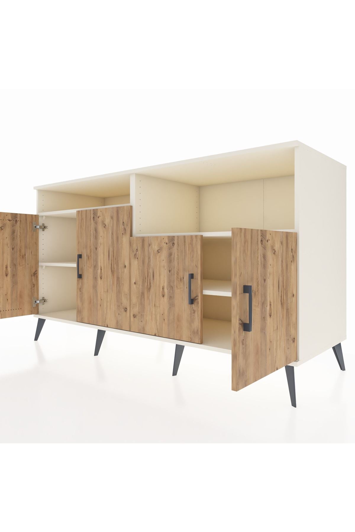 Kronos Konsol 4 Raflı 4 Kapaklı 176x59x99 Aytaşı-Çam/Aytaşı