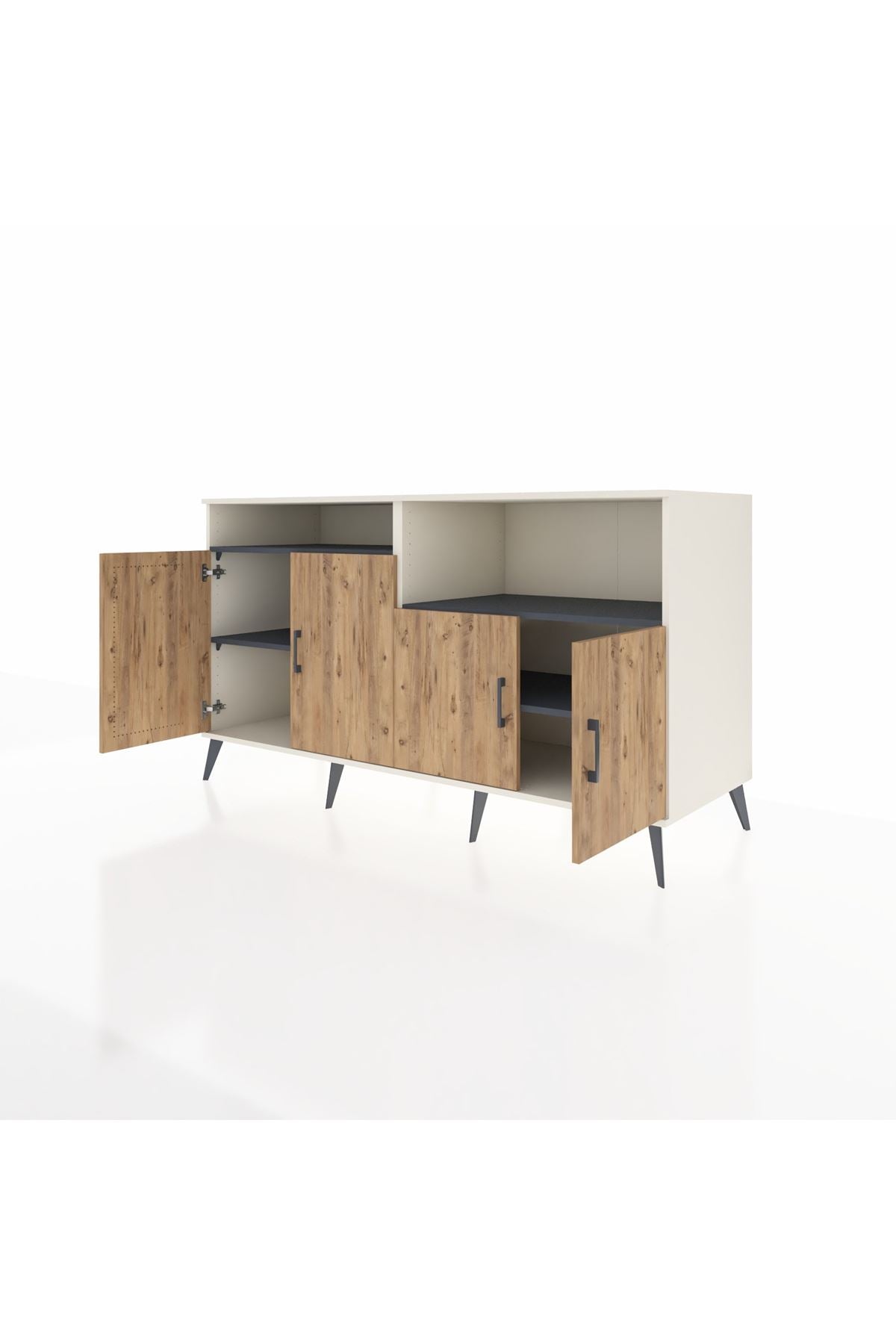 Kronos Konsol 4 Raflı 4 Kapaklı 176x59x99 Aytaşı-Çam/Antrasit