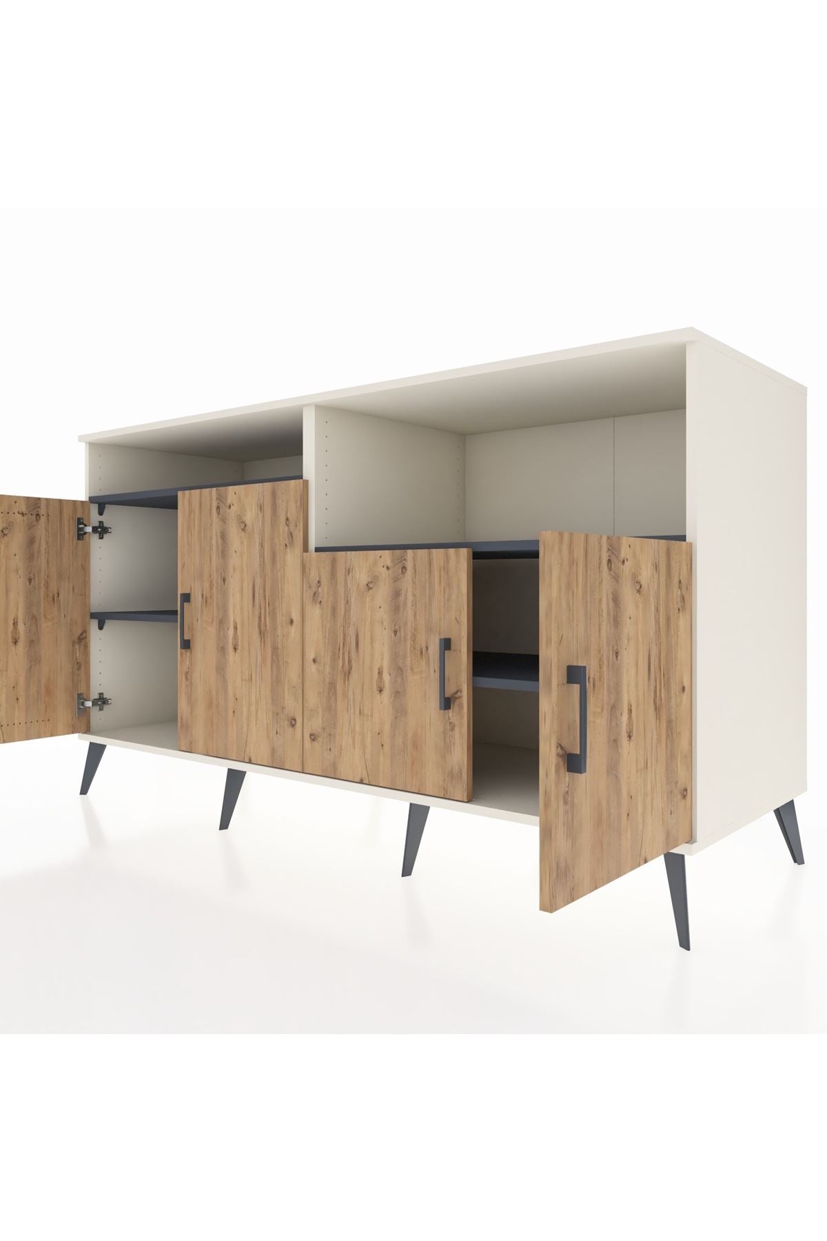 Kronos Konsol 4 Raflı 4 Kapaklı 176x59x99 Aytaşı-Çam/Antrasit