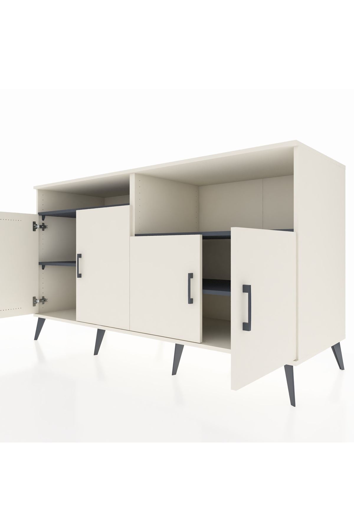 Kronos Konsol 4 Raflı 4 Kapaklı 176x59x99 Aytaşı-Aytaşı/Antrasit