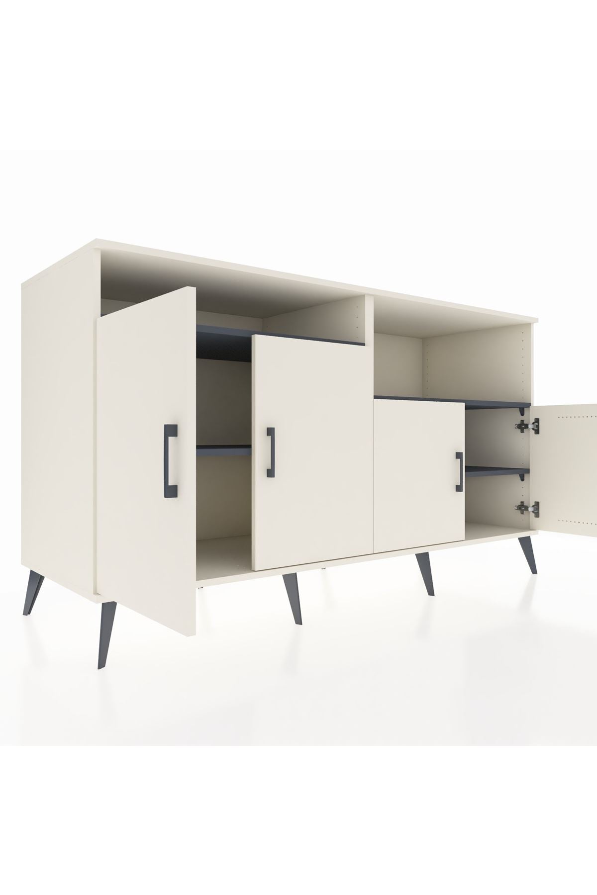 Kronos Konsol 4 Raflı 4 Kapaklı 176x59x99 Aytaşı-Aytaşı/Antrasit