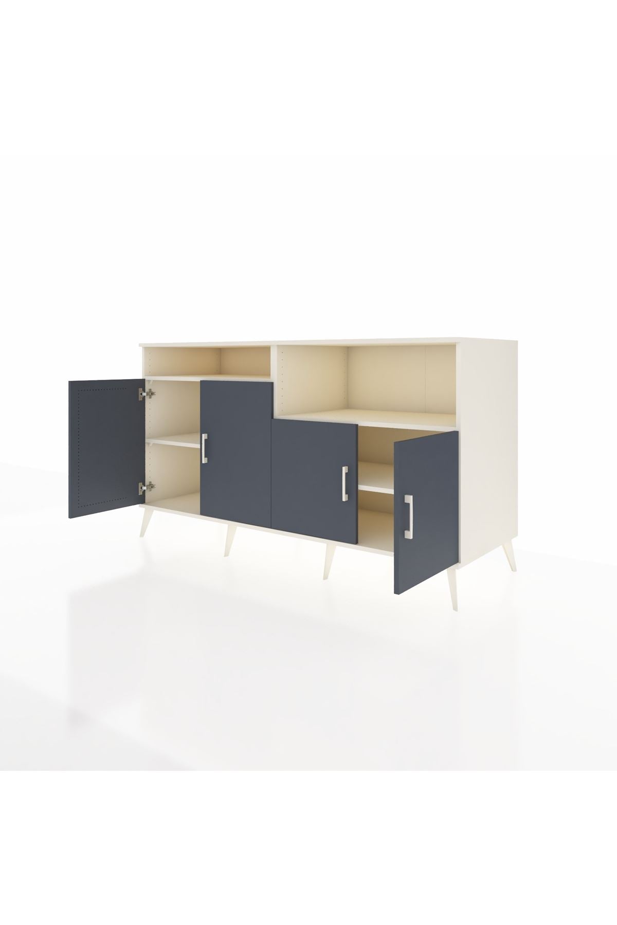 Kronos Konsol 4 Raflı 4 Kapaklı 176x59x99 Aytaşı-Antrasit/Aytaşı