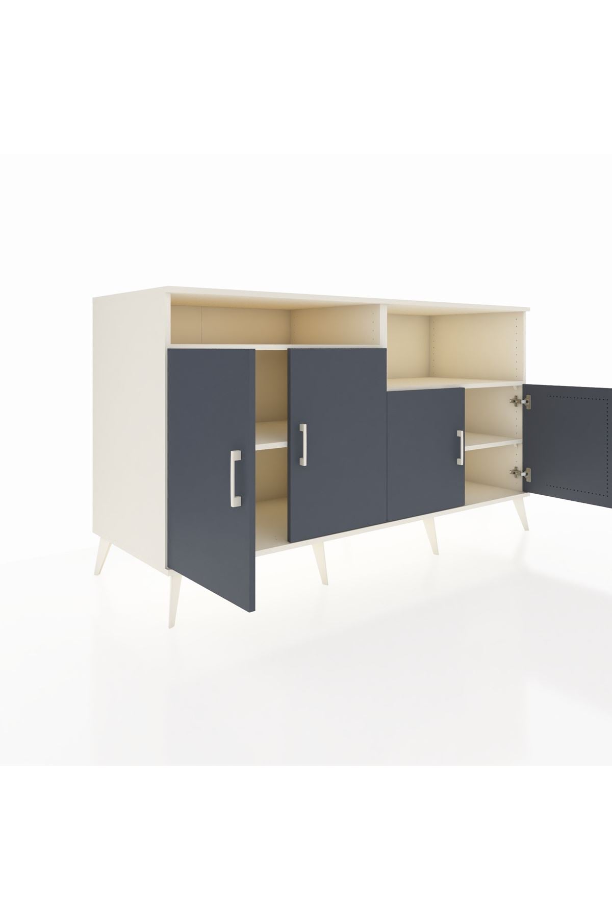 Kronos Konsol 4 Raflı 4 Kapaklı 176x59x99 Aytaşı-Antrasit/Aytaşı