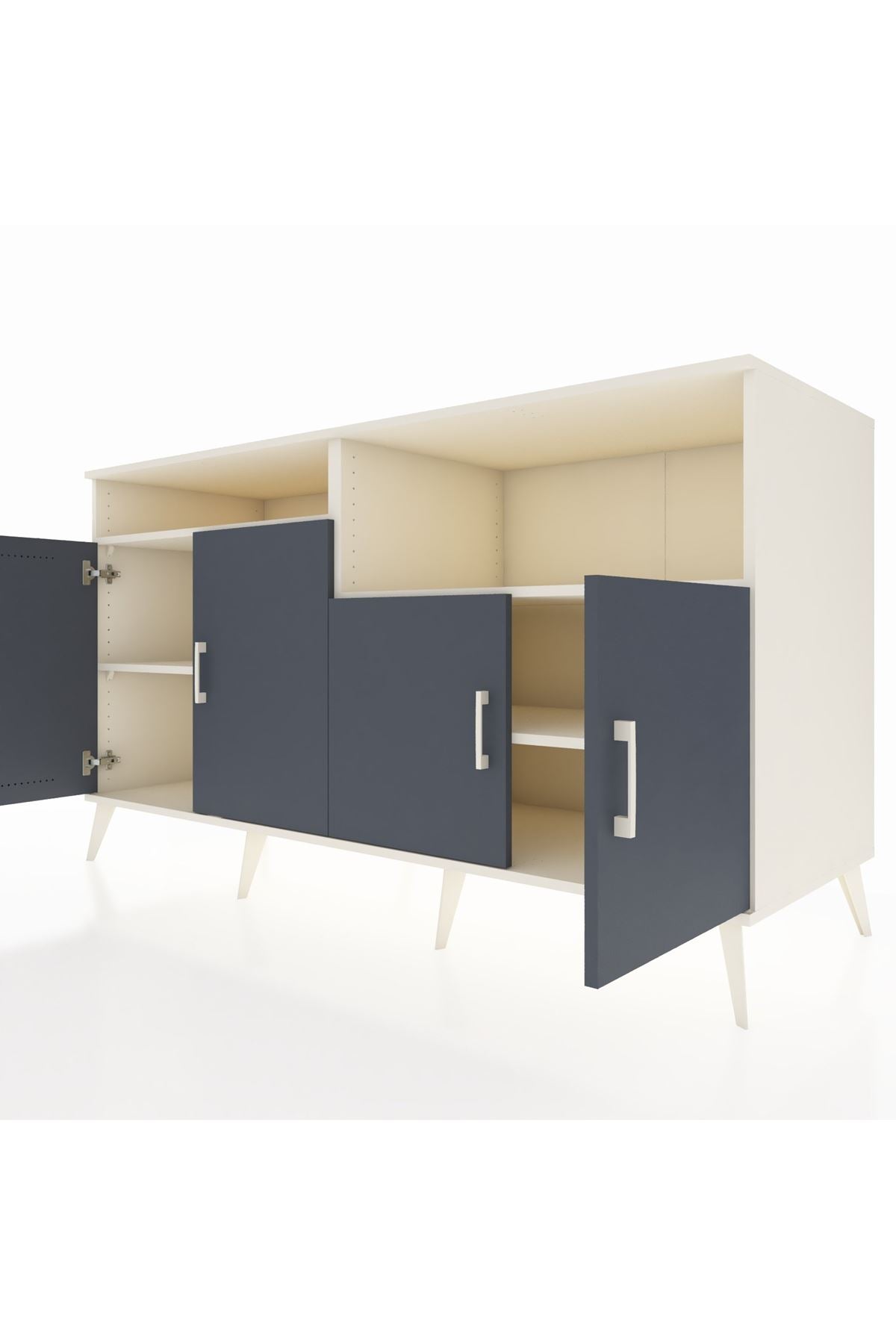 Kronos Konsol 4 Raflı 4 Kapaklı 176x59x99 Aytaşı-Antrasit/Aytaşı