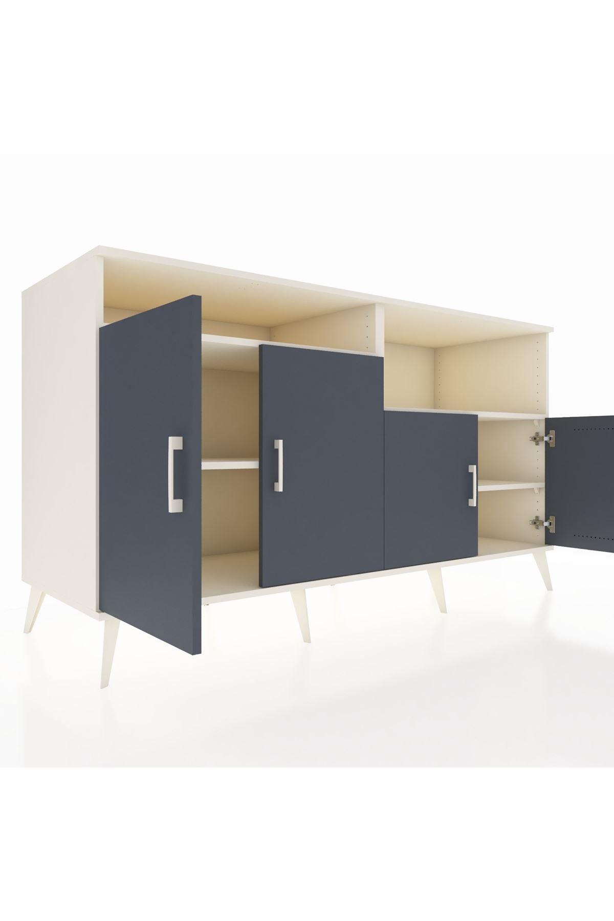 Kronos Konsol 4 Raflı 4 Kapaklı 176x59x99 Aytaşı-Antrasit/Aytaşı