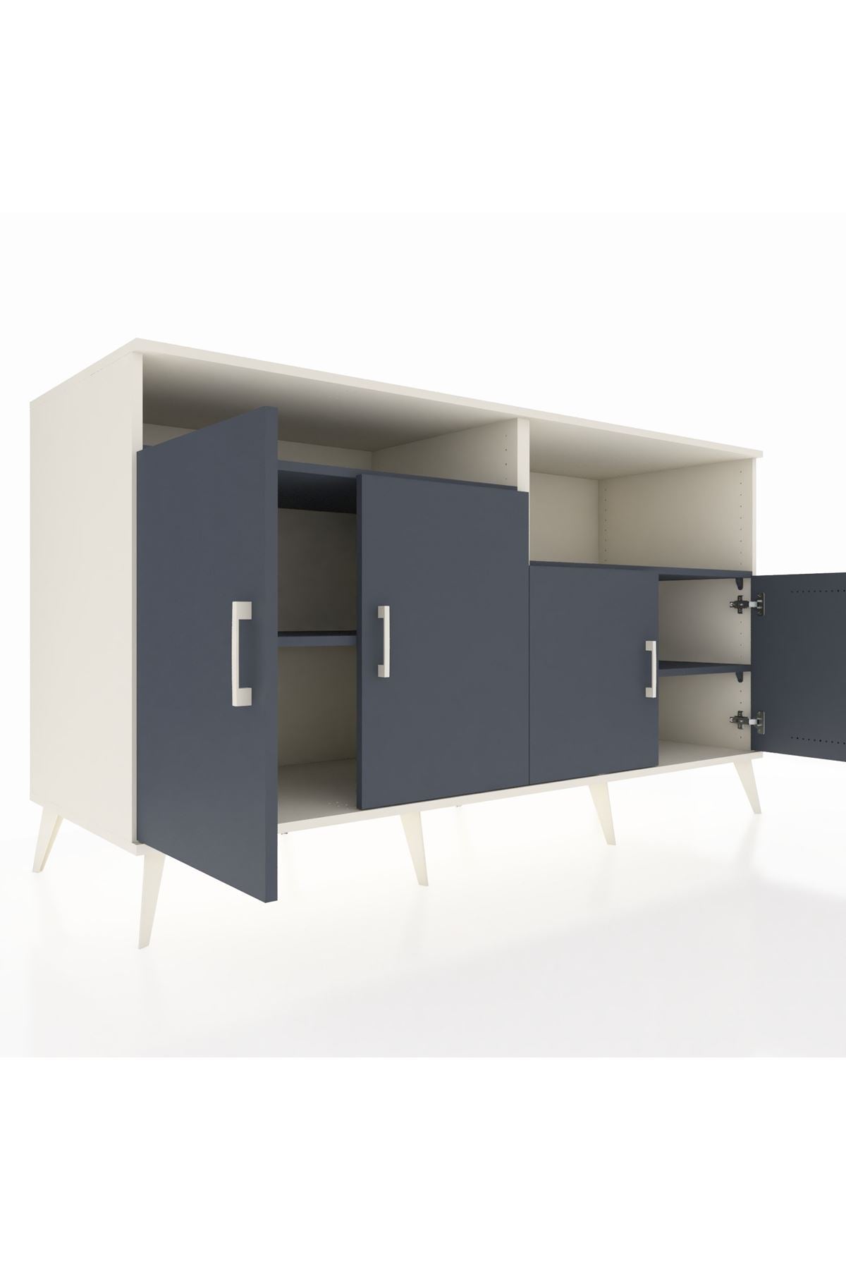 Kronos Konsol 4 Raflı 4 Kapaklı 176x59x99 Aytaşı-Antrasit