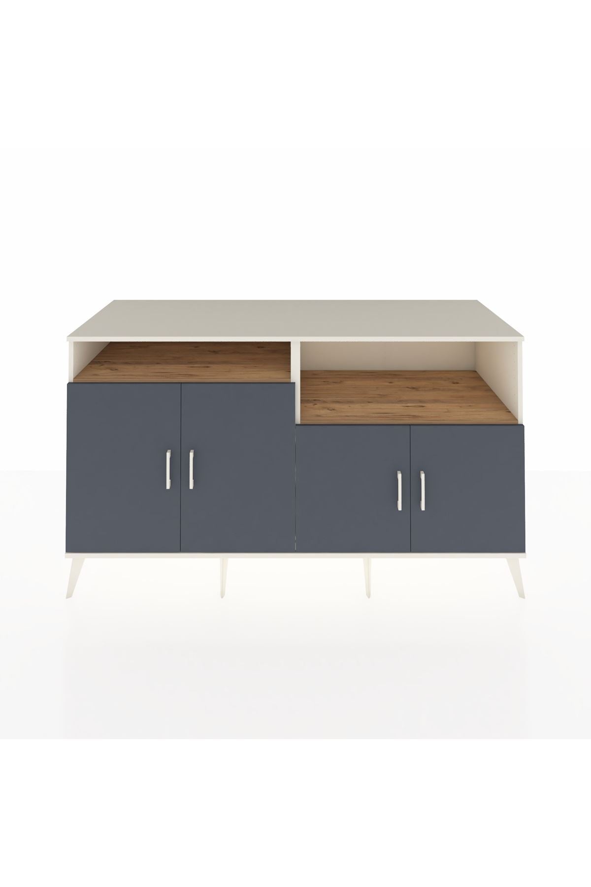 Kronos Konsol 4 Raflı 4 Kapaklı 176x59x99 Aytaşı-Antrasit/Çam