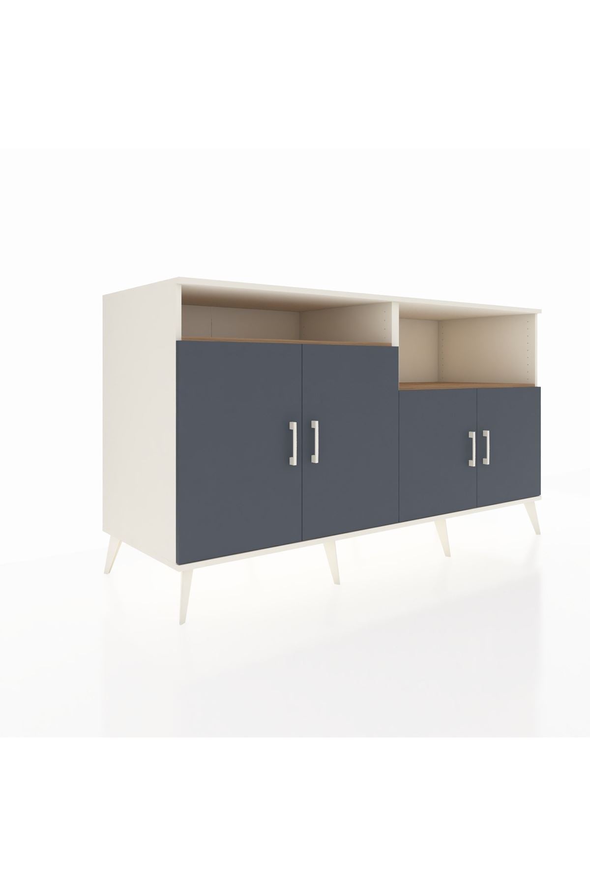 Kronos Konsol 4 Raflı 4 Kapaklı 176x59x99 Aytaşı-Antrasit/Çam