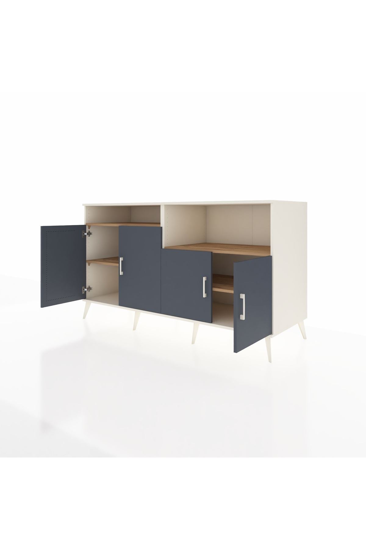 Kronos Konsol 4 Raflı 4 Kapaklı 176x59x99 Aytaşı-Antrasit/Çam