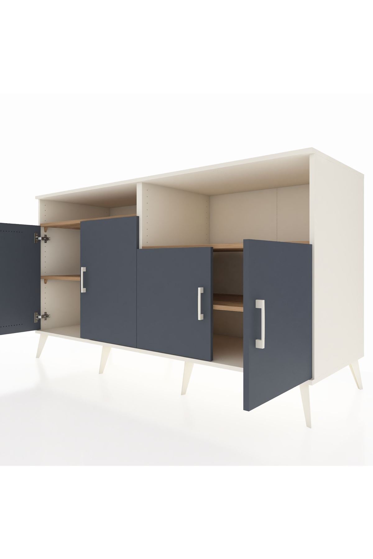 Kronos Konsol 4 Raflı 4 Kapaklı 176x59x99 Aytaşı-Antrasit/Çam