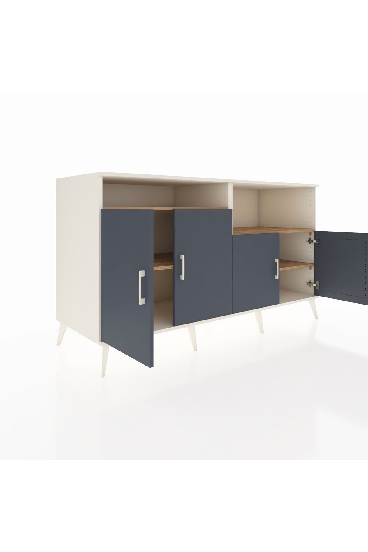 Kronos Konsol 4 Raflı 4 Kapaklı 176x59x99 Aytaşı-Antrasit/Çam