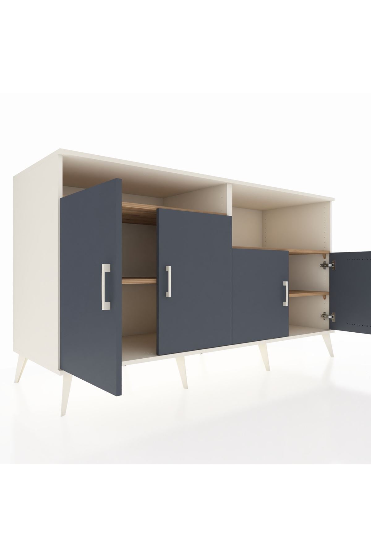 Kronos Konsol 4 Raflı 4 Kapaklı 176x59x99 Aytaşı-Antrasit/Çam