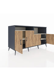 Kronos Konsol 4 Raflı 4 Kapaklı 176x59x99 Antrasit-Çam/Aytaşı