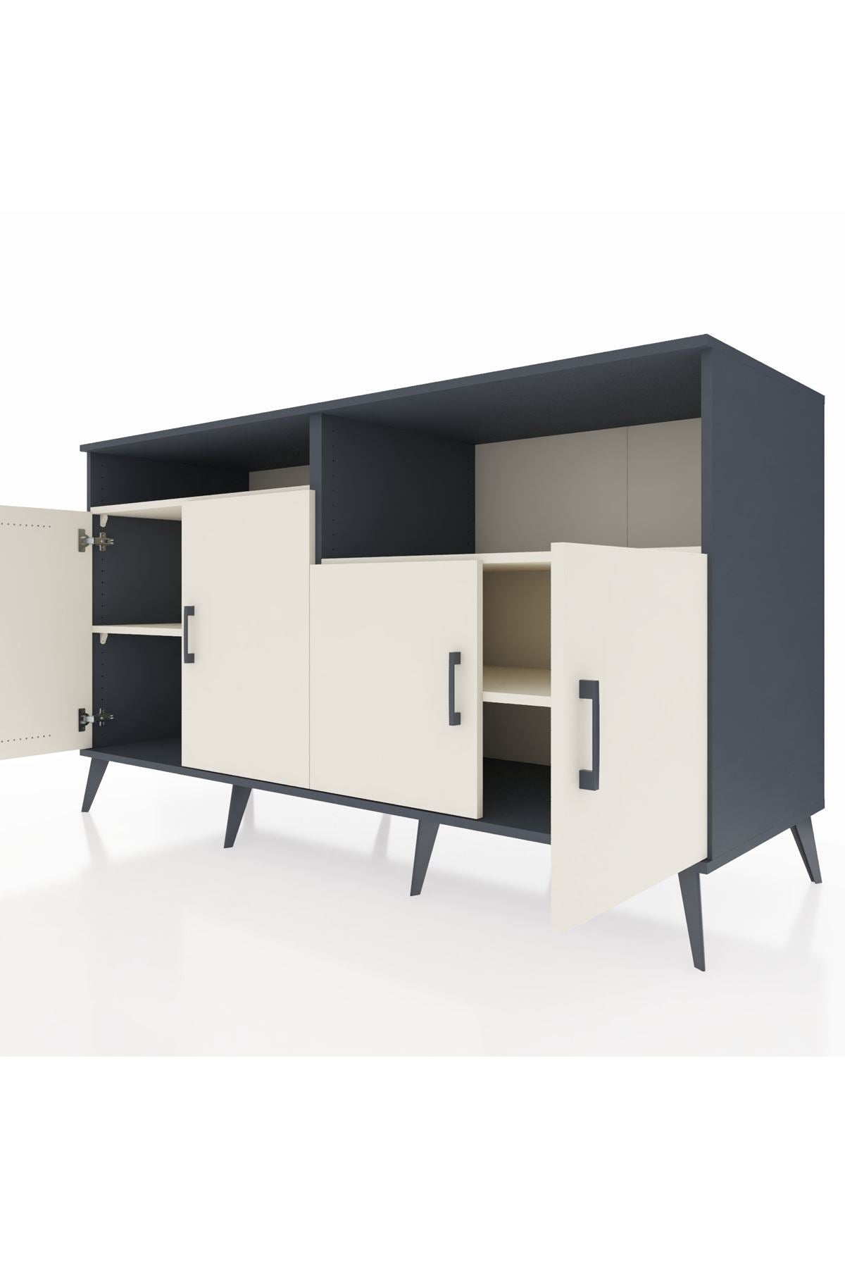 Kronos Konsol 4 Raflı 4 Kapaklı 176x59x99 Antrasit-Aytaşı