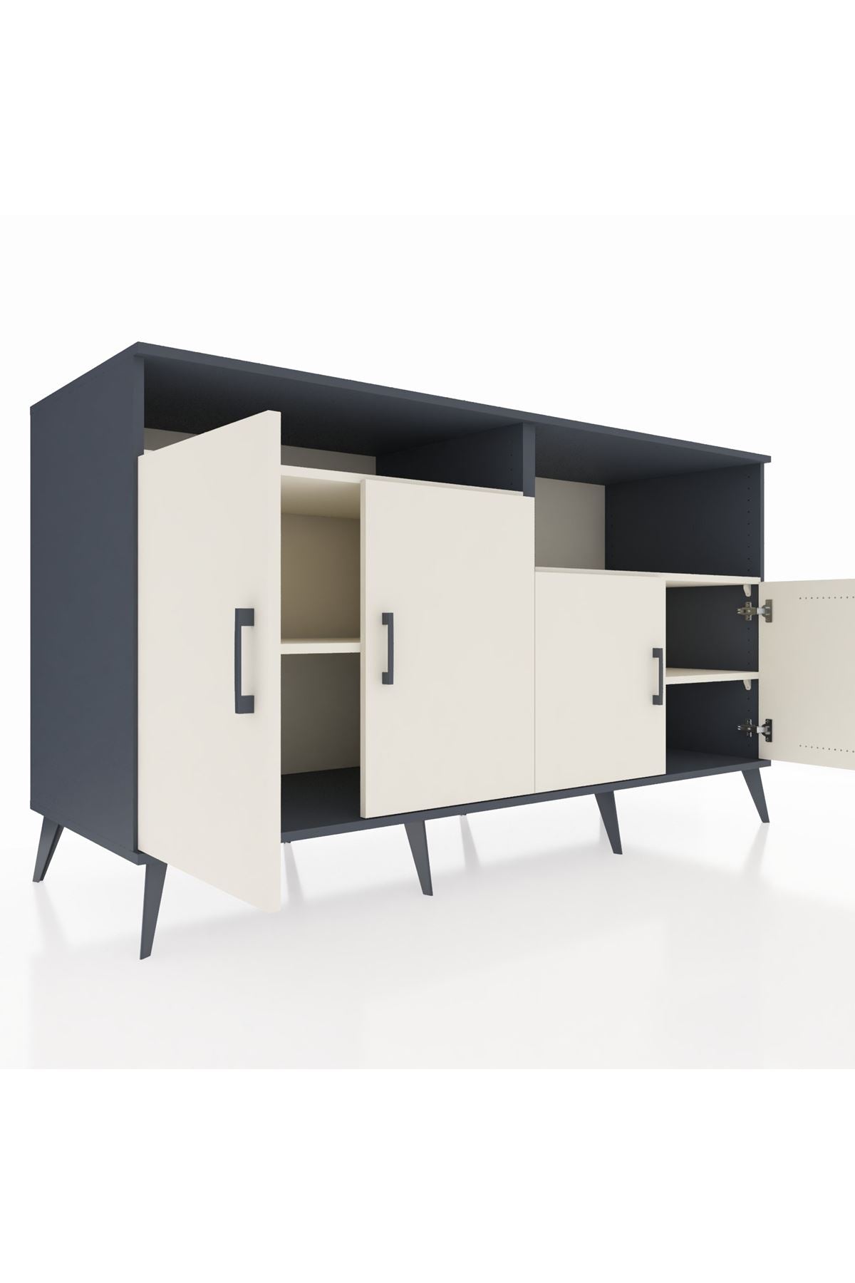 Kronos Konsol 4 Raflı 4 Kapaklı 176x59x99 Antrasit-Aytaşı