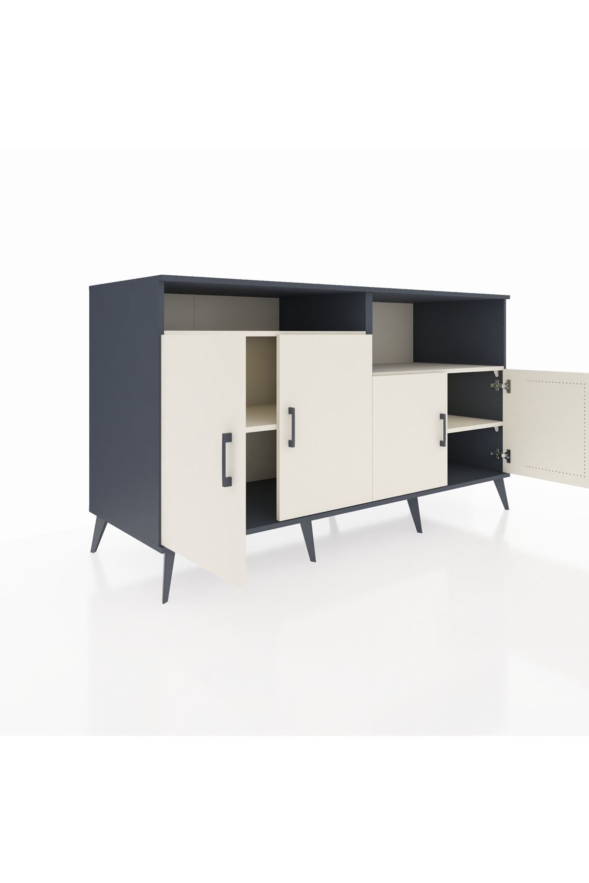 Kronos Konsol 4 Raflı 4 Kapaklı 176x59x99 Antrasit-Aytaşı