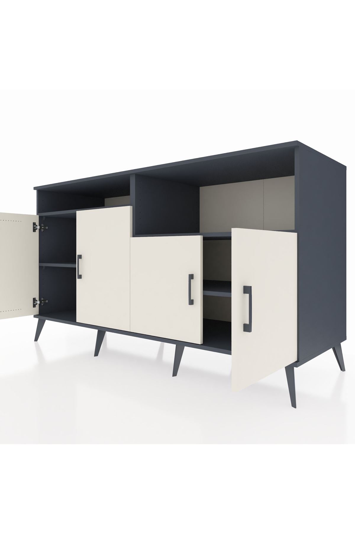 Kronos Konsol 4 Raflı 4 Kapaklı 176x59x99 Antrasit-Aytaşı/Antrasit