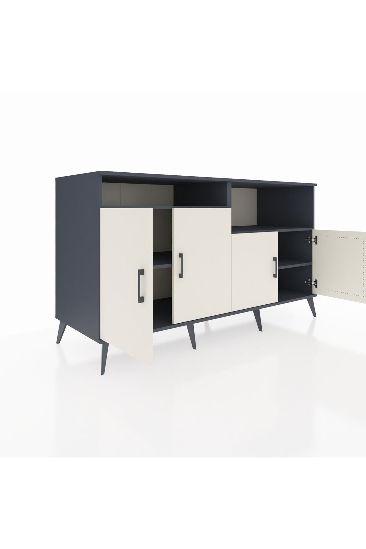 Kronos Konsol 4 Raflı 4 Kapaklı 176x59x99 Antrasit-Aytaşı/Antrasit