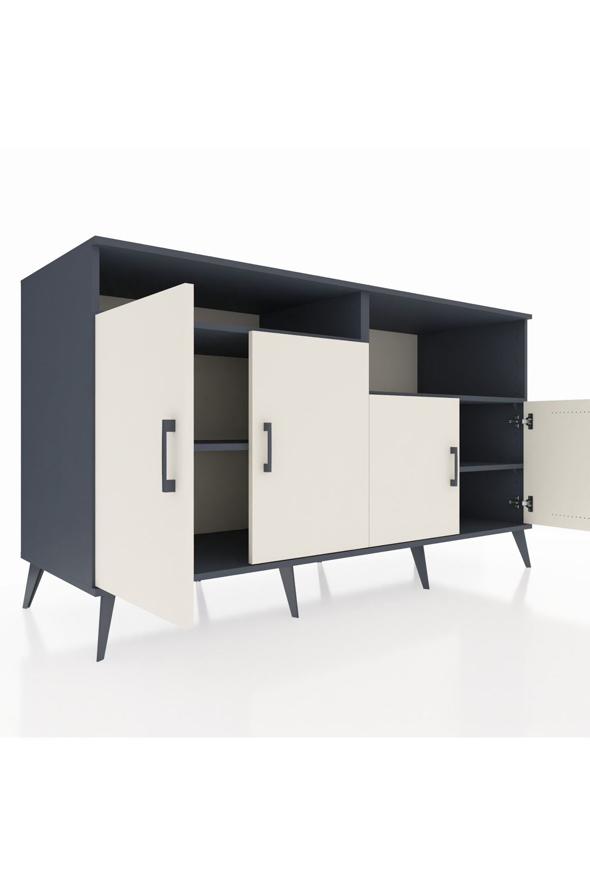 Kronos Konsol 4 Raflı 4 Kapaklı 176x59x99 Antrasit-Aytaşı/Antrasit