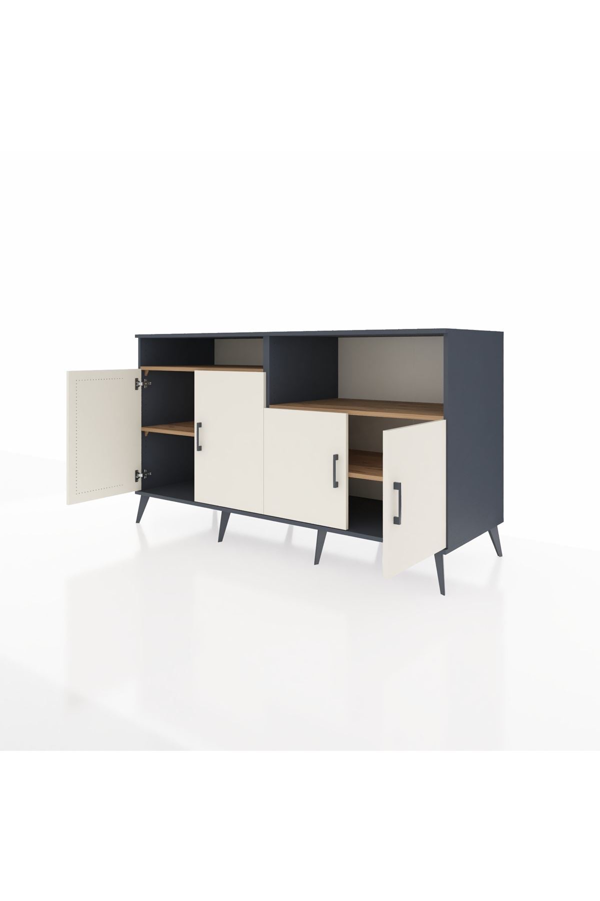 Kronos Konsol 4 Raflı 4 Kapaklı 176x59x99 Antrasit-Aytaşı/Çam