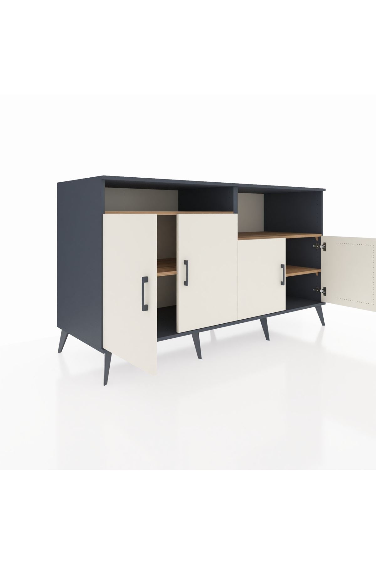 Kronos Konsol 4 Raflı 4 Kapaklı 176x59x99 Antrasit-Aytaşı/Çam