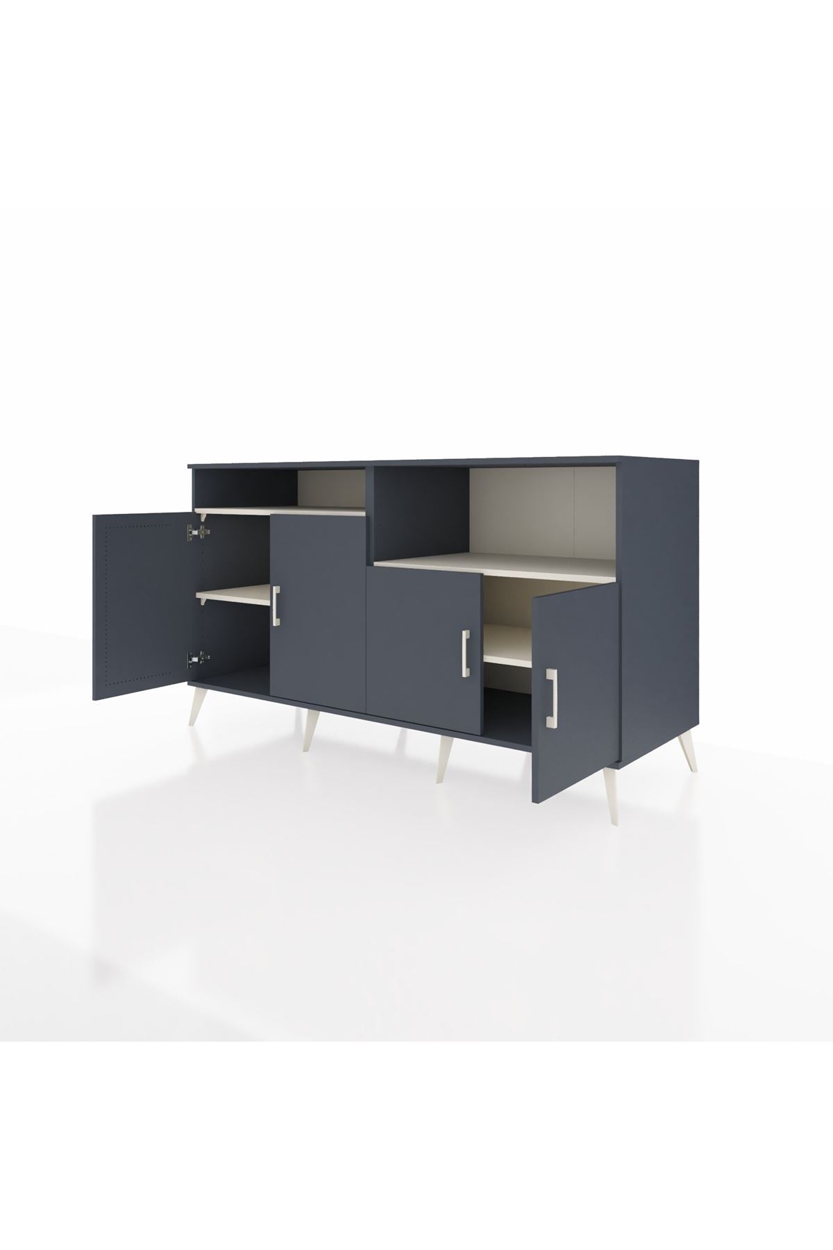 Kronos Konsol 4 Raflı 4 Kapaklı 176x59x99 Antrasit-Antrasit/Aytaşı