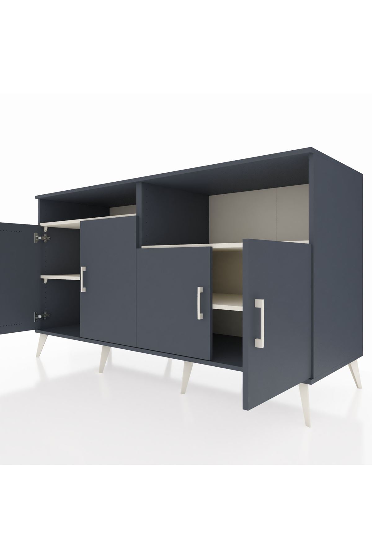 Kronos Konsol 4 Raflı 4 Kapaklı 176x59x99 Antrasit-Antrasit/Aytaşı