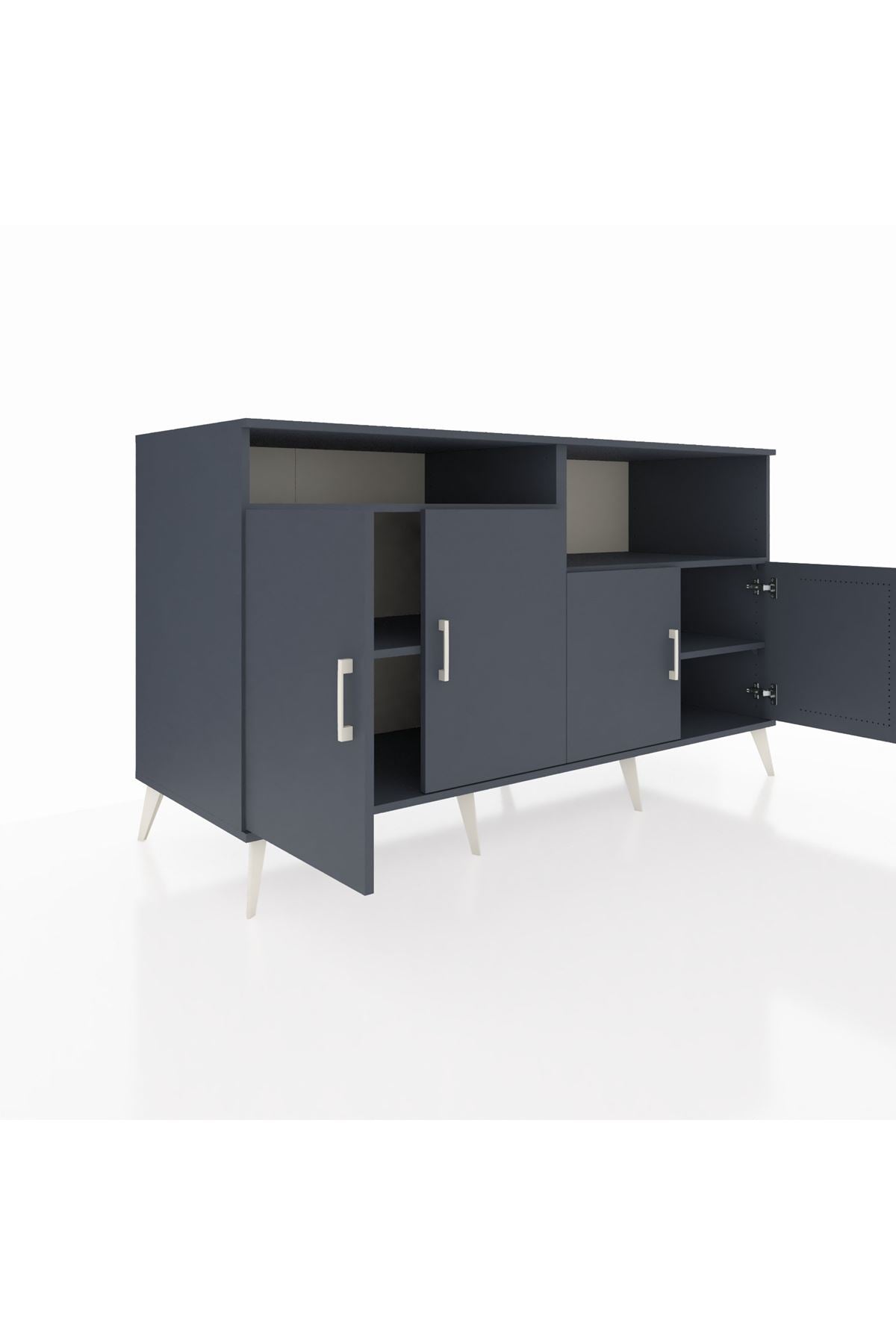 Kronos Konsol 4 Raflı 4 Kapaklı 176x59x99 Antrasit-Antrasit